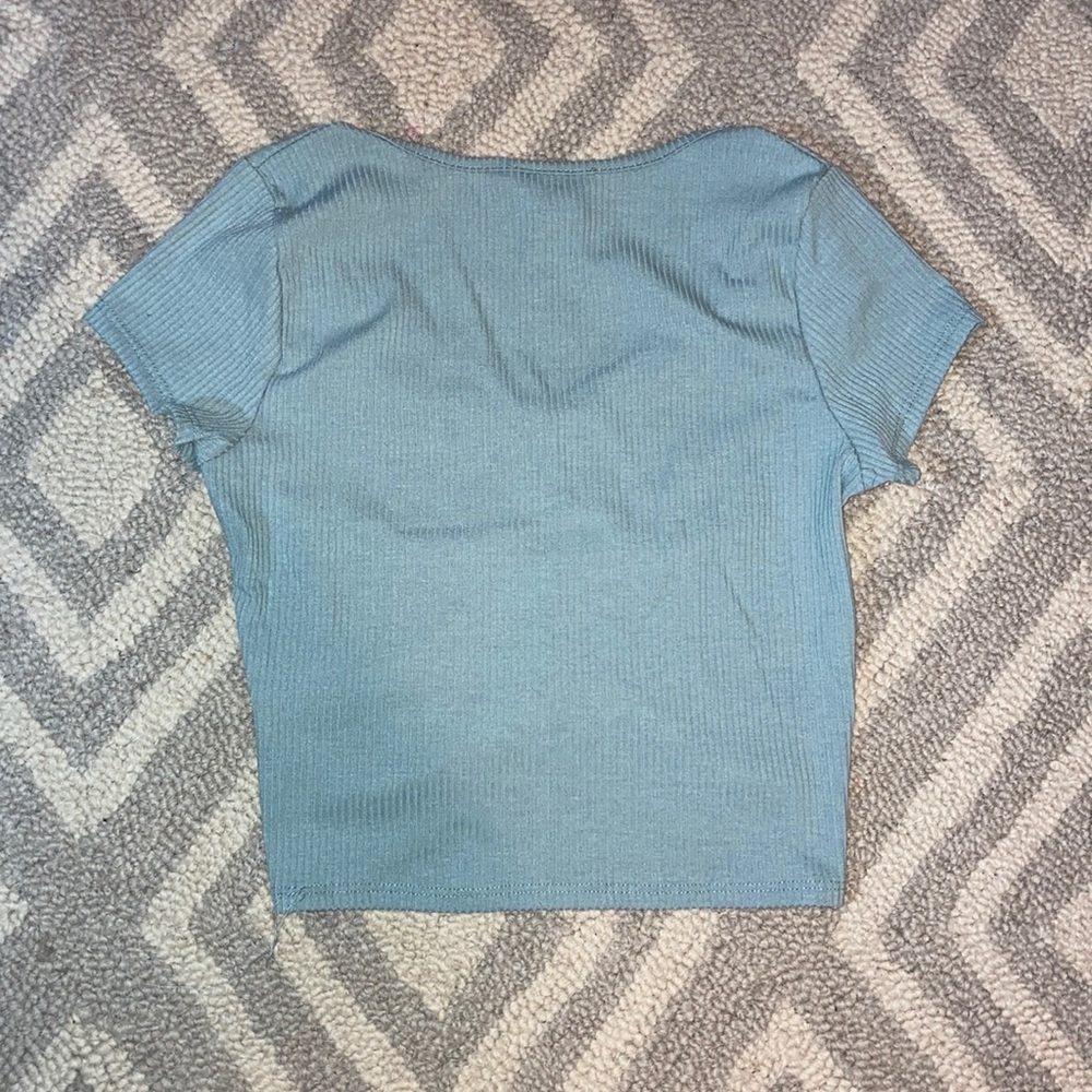 Ruched Ribbed Crop Top Size Medium - Picture 4 of 4